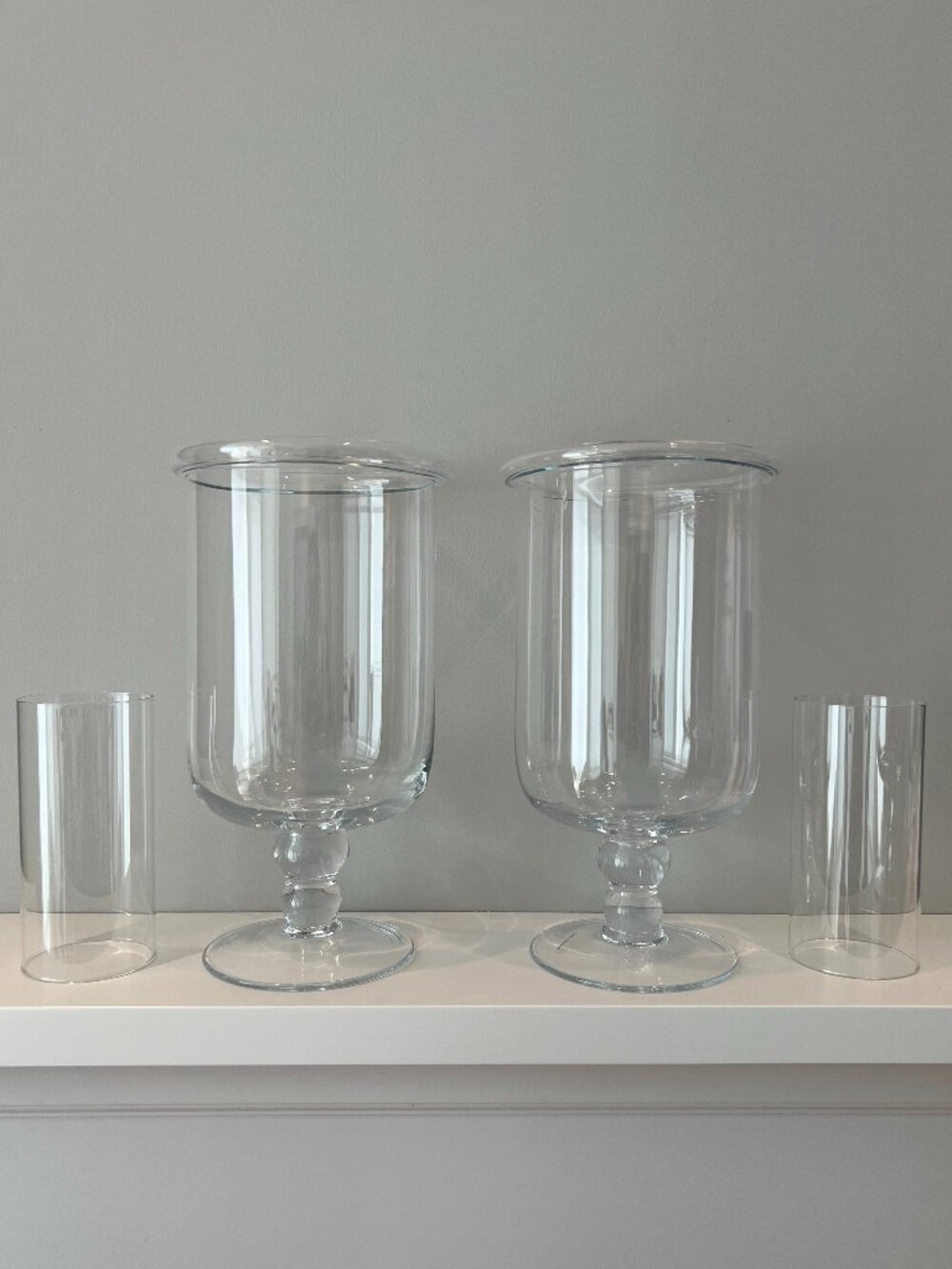 WILLIAMS SONOMA | Glass Hurricanes (Pair) with Candle Sleeves